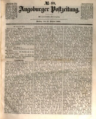 Augsburger Postzeitung Freitag 11. Januar 1850