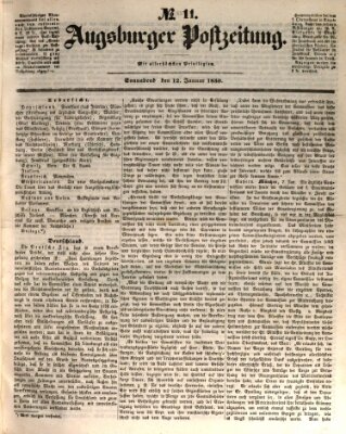 Augsburger Postzeitung Samstag 12. Januar 1850