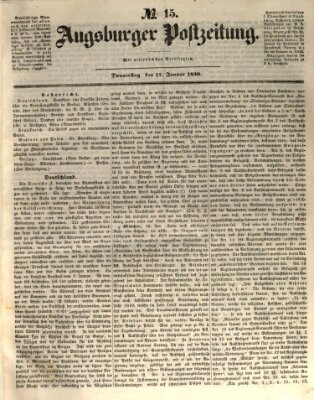 Augsburger Postzeitung Donnerstag 17. Januar 1850