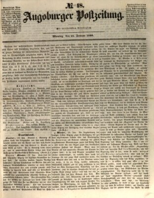 Augsburger Postzeitung Montag 21. Januar 1850