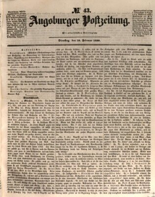 Augsburger Postzeitung Dienstag 19. Februar 1850