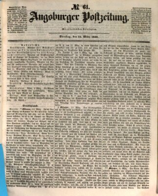 Augsburger Postzeitung Dienstag 12. März 1850