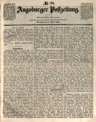 Augsburger Postzeitung Dienstag 2. April 1850