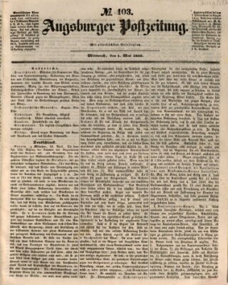 Augsburger Postzeitung Mittwoch 1. Mai 1850