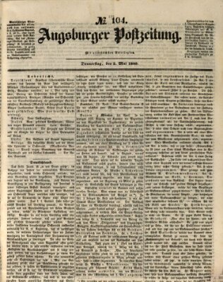 Augsburger Postzeitung Donnerstag 2. Mai 1850