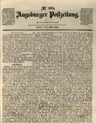 Augsburger Postzeitung Freitag 3. Mai 1850