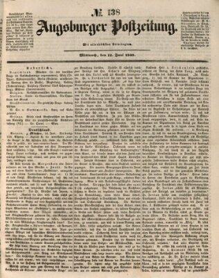 Augsburger Postzeitung Mittwoch 12. Juni 1850