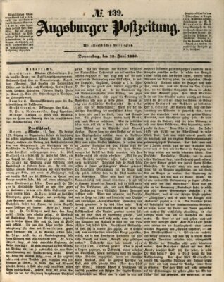 Augsburger Postzeitung Donnerstag 13. Juni 1850