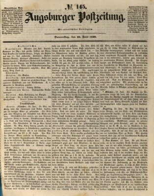 Augsburger Postzeitung Donnerstag 20. Juni 1850