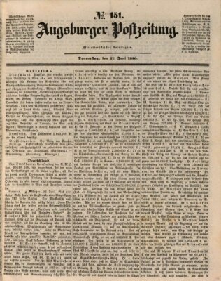 Augsburger Postzeitung Donnerstag 27. Juni 1850