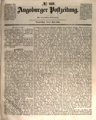 Augsburger Postzeitung Donnerstag 4. Juli 1850