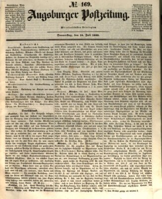 Augsburger Postzeitung Donnerstag 18. Juli 1850