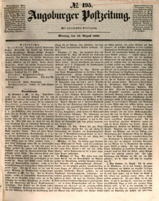 Augsburger Postzeitung Montag 19. August 1850