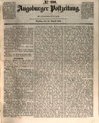 Augsburger Postzeitung Dienstag 20. August 1850