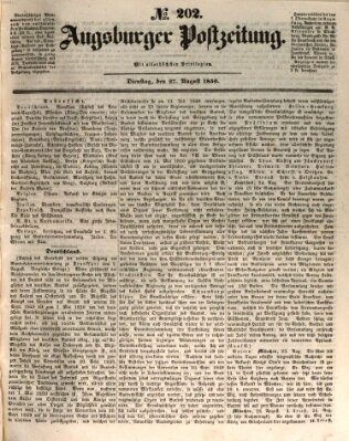 Augsburger Postzeitung Dienstag 27. August 1850