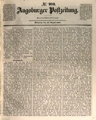 Augsburger Postzeitung Mittwoch 28. August 1850