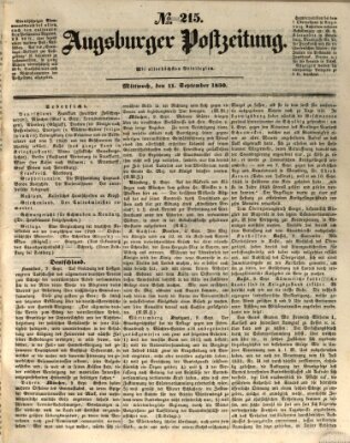 Augsburger Postzeitung Mittwoch 11. September 1850