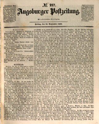 Augsburger Postzeitung Freitag 13. September 1850