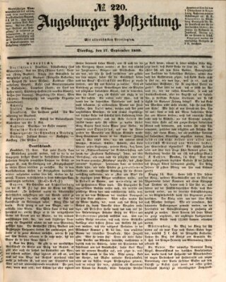 Augsburger Postzeitung Dienstag 17. September 1850