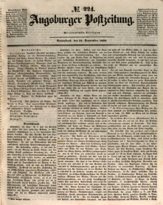 Augsburger Postzeitung Samstag 21. September 1850