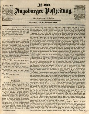 Augsburger Postzeitung Samstag 28. September 1850