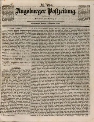 Augsburger Postzeitung Samstag 14. Dezember 1850