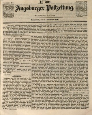 Augsburger Postzeitung Samstag 21. Dezember 1850