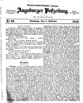 Augsburger Postzeitung Sonntag 1. Februar 1852