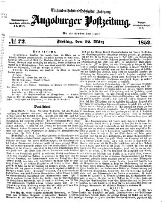 Augsburger Postzeitung Freitag 12. März 1852