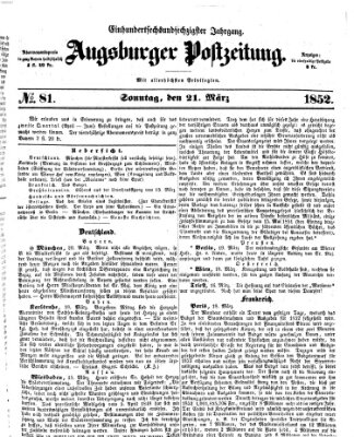 Augsburger Postzeitung Sonntag 21. März 1852