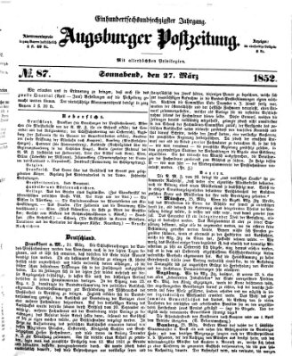 Augsburger Postzeitung Samstag 27. März 1852