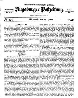 Augsburger Postzeitung Mittwoch 23. Juni 1852