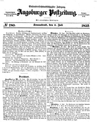 Augsburger Postzeitung Samstag 3. Juli 1852