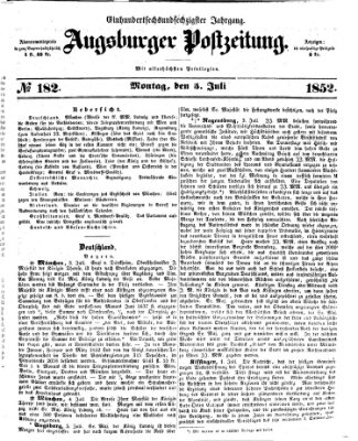 Augsburger Postzeitung Montag 5. Juli 1852