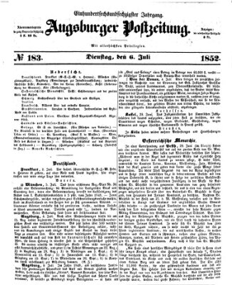 Augsburger Postzeitung Dienstag 6. Juli 1852