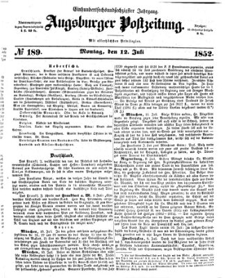 Augsburger Postzeitung Montag 12. Juli 1852