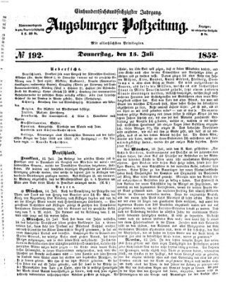 Augsburger Postzeitung Donnerstag 15. Juli 1852