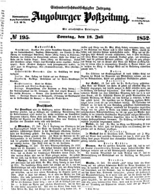 Augsburger Postzeitung Sonntag 18. Juli 1852