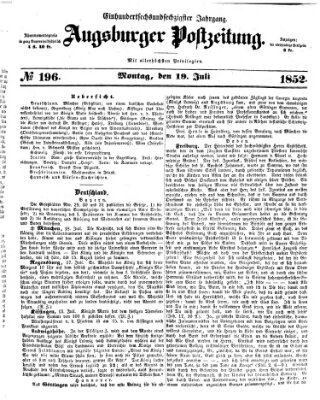 Augsburger Postzeitung Montag 19. Juli 1852