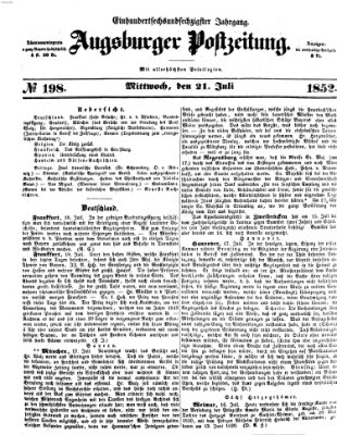 Augsburger Postzeitung Mittwoch 21. Juli 1852