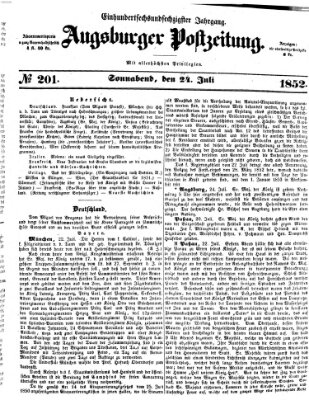 Augsburger Postzeitung Samstag 24. Juli 1852