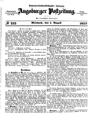 Augsburger Postzeitung Mittwoch 4. August 1852