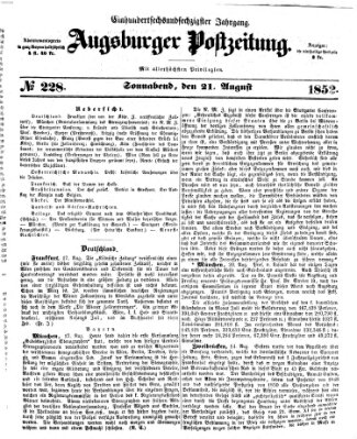 Augsburger Postzeitung Samstag 21. August 1852