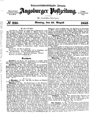 Augsburger Postzeitung Montag 23. August 1852