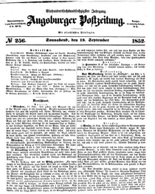 Augsburger Postzeitung Samstag 18. September 1852