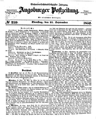 Augsburger Postzeitung Dienstag 21. September 1852