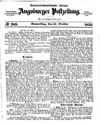 Augsburger Postzeitung Donnerstag 21. Oktober 1852