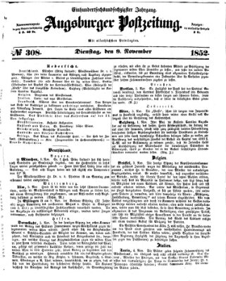 Augsburger Postzeitung Dienstag 9. November 1852