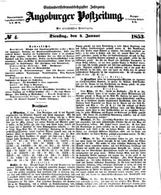 Augsburger Postzeitung Dienstag 4. Januar 1853