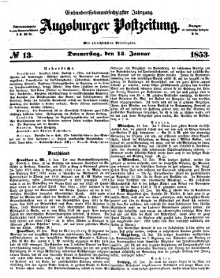 Augsburger Postzeitung Donnerstag 13. Januar 1853